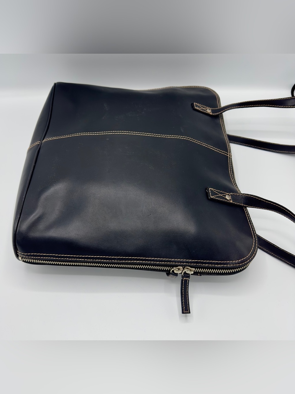 Wilsons Leather Pelle Studio Black Leather Laptop Tote Bag - Picture 10 of 16